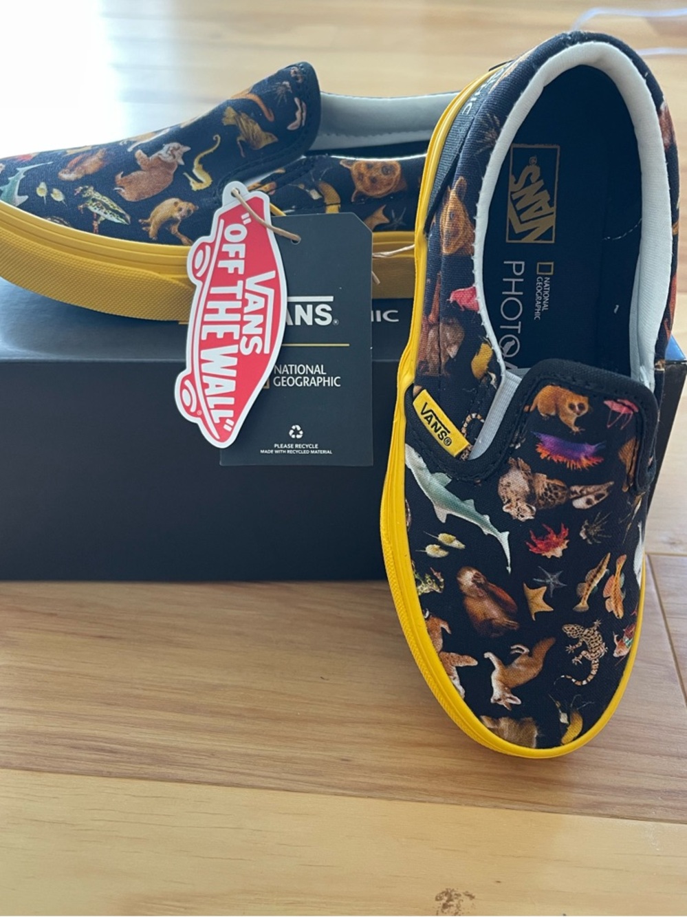 Vans x National Geographic Classic Slip-On Sneakers with animals Yellow Sole